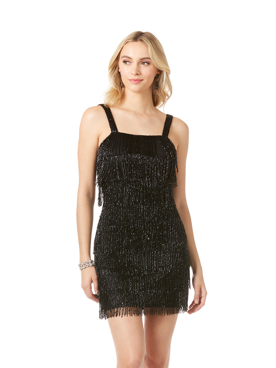 Lara 29488 - Beaded Fringe Cocktail Dress by Lara New York