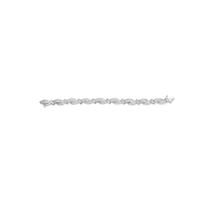 14K White Gold 4.0 Cttw Invisble Set Princess-Cut Diamond Wave Style Link Bracelet (H-I Color, SI2-I1 Clarity) - 7" by Bids.com