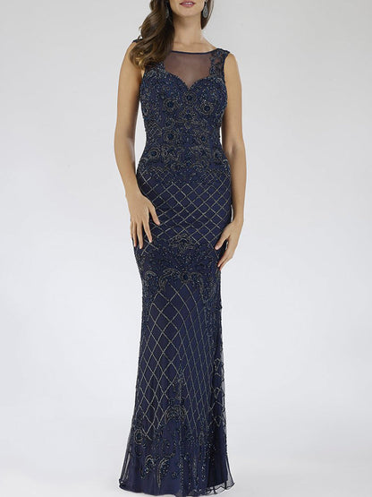 Lara 29538 - Illusion Neckline Long Dress by Lara New York