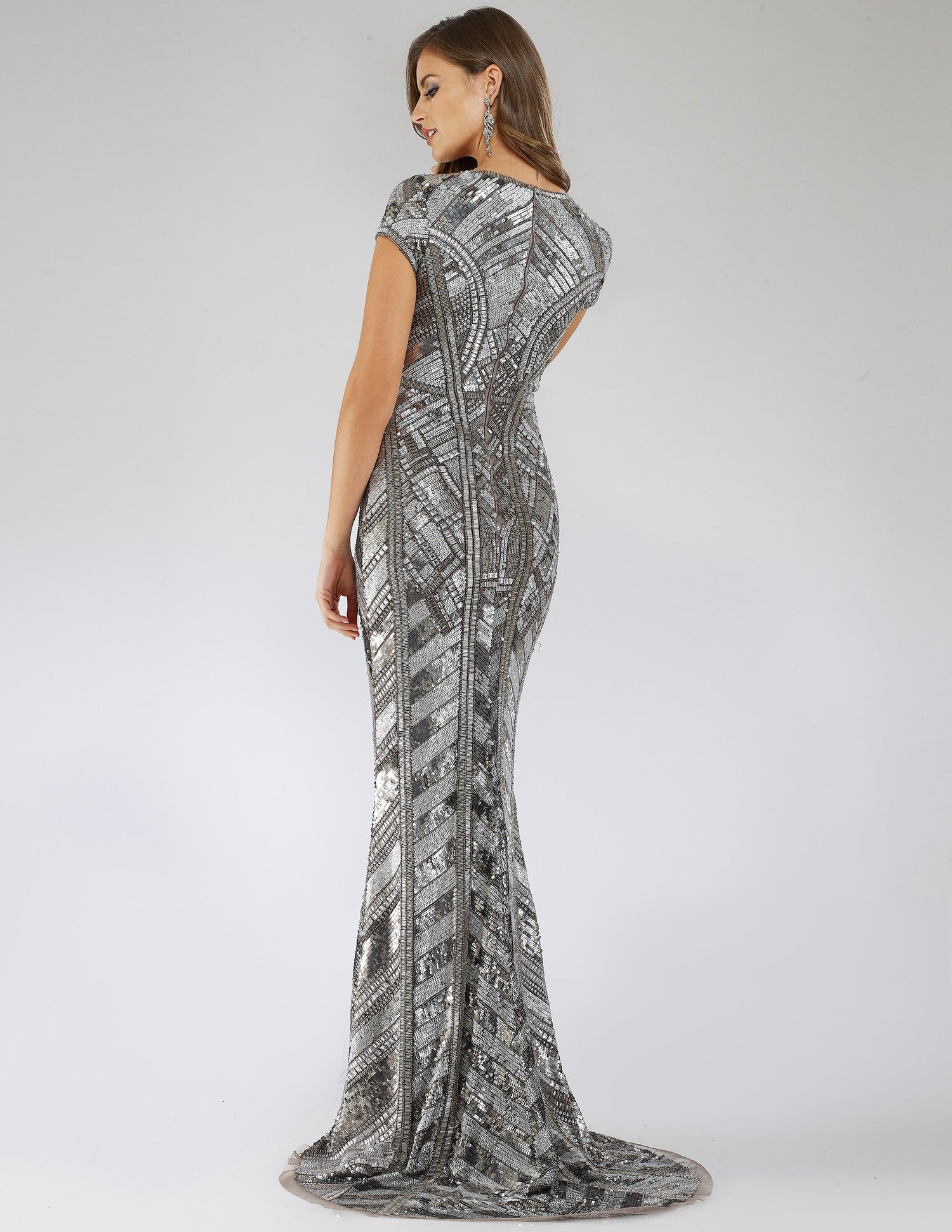 Lara 29540 - Body Con Beaded Silver Petite Dress by Lara New York