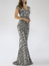 Lara 29540 - Body Con Beaded Silver Petite Dress by Lara New York
