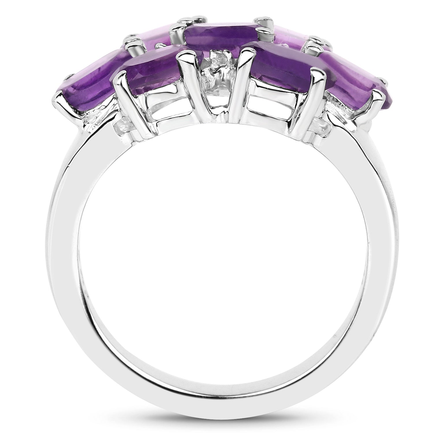 3.05 Carat Genuine Amethyst and White Topaz .925 Sterling Silver Ring by Bids.com