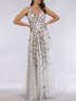 Lara 29544 - Beaded Dress with Open Cross Back and Flowy Skirt by Lara New York