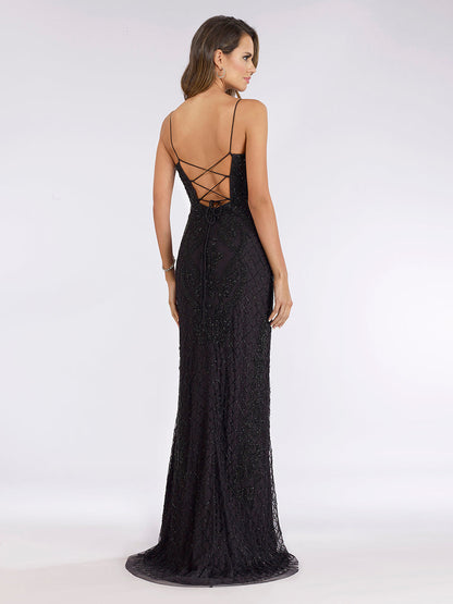 Lara 29577 - Scoop Neck, Lace Up Open Back Dress by Lara New York