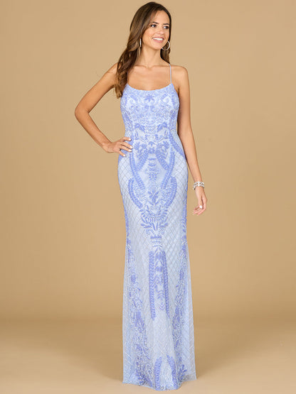 Lara 29577 - Scoop Neck, Lace Up Open Back Dress by Lara New York