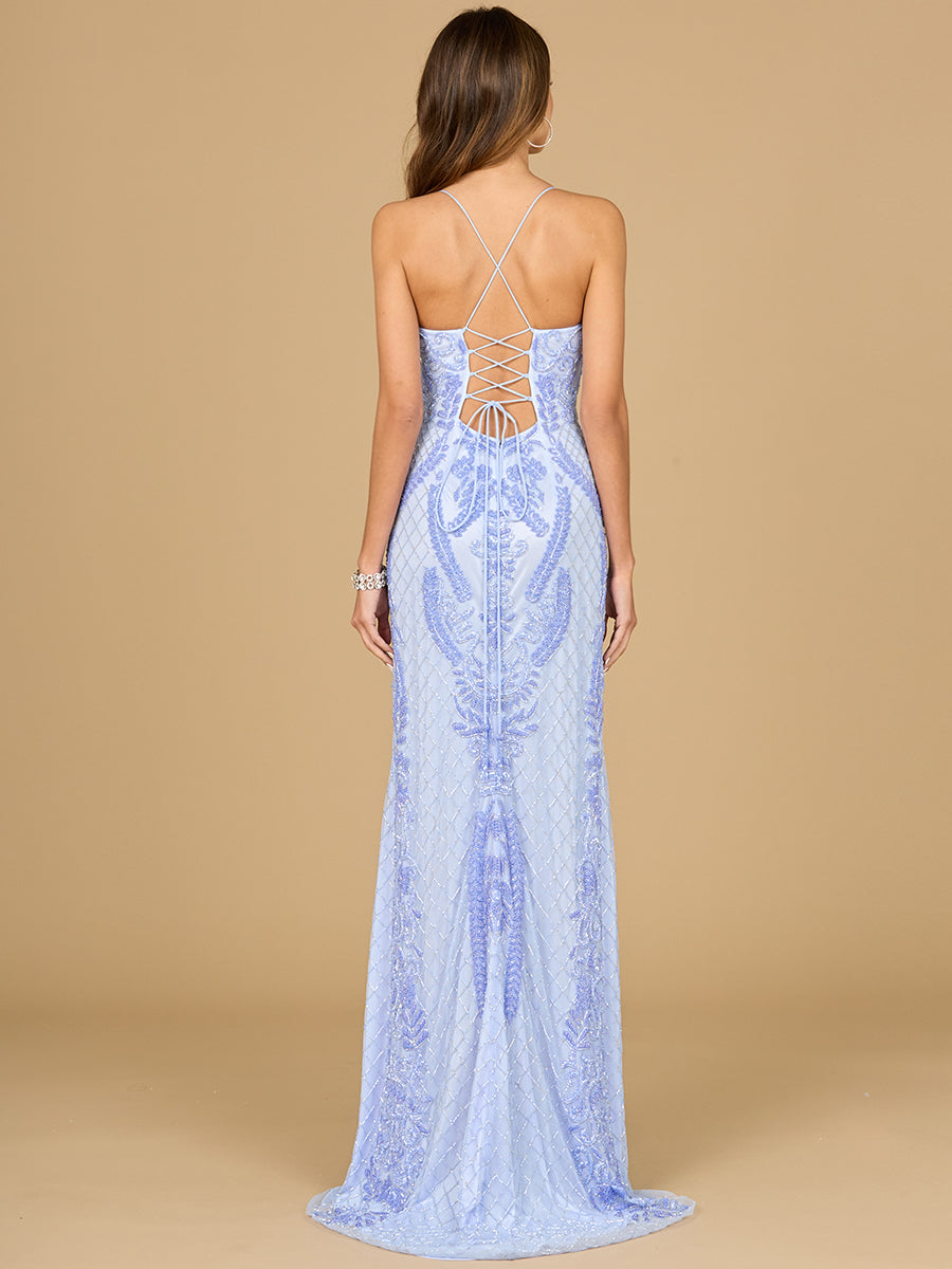 Lara 29577 - Scoop Neck, Lace Up Open Back Dress by Lara New York