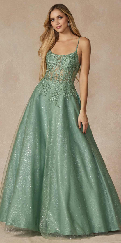 Juliet 295 Floor Length Leaf Lace Gown Corset Bodice Prom Gown by DiscountDressShop