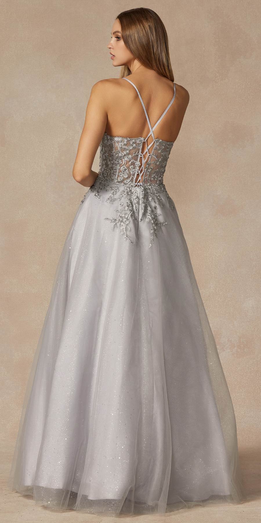 Juliet 295 Floor Length Leaf Lace Gown Corset Bodice Prom Gown by DiscountDressShop