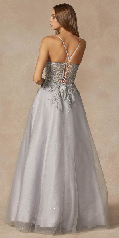 Juliet 295 Floor Length Leaf Lace Gown Corset Bodice Prom Gown by DiscountDressShop