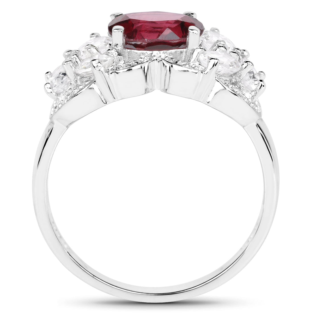 3.16 Carat Genuine Rhodolite and White Zircon .925 Sterling Silver Ring by Bids.com