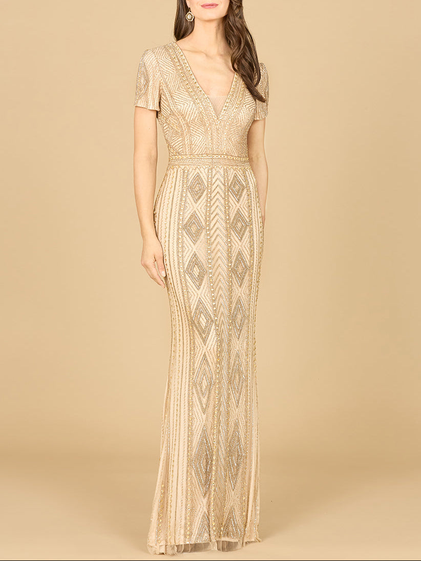 Lara 29606 - Closed Back, Cap Sleeve Dress by Lara New York