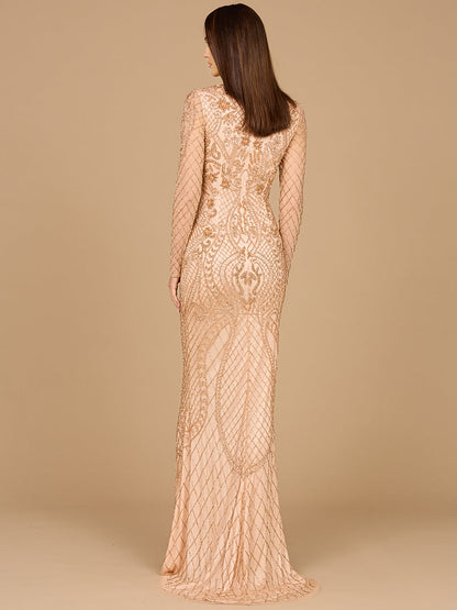 Lara 29615 - Long Sleeve Beaded Dress by Lara New York