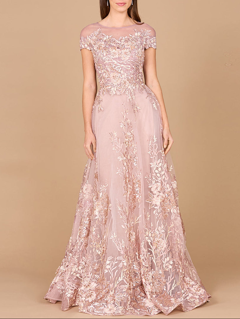 Lara 29619 - Beautiful Lace Applique A-line Ball Gown by Lara New York