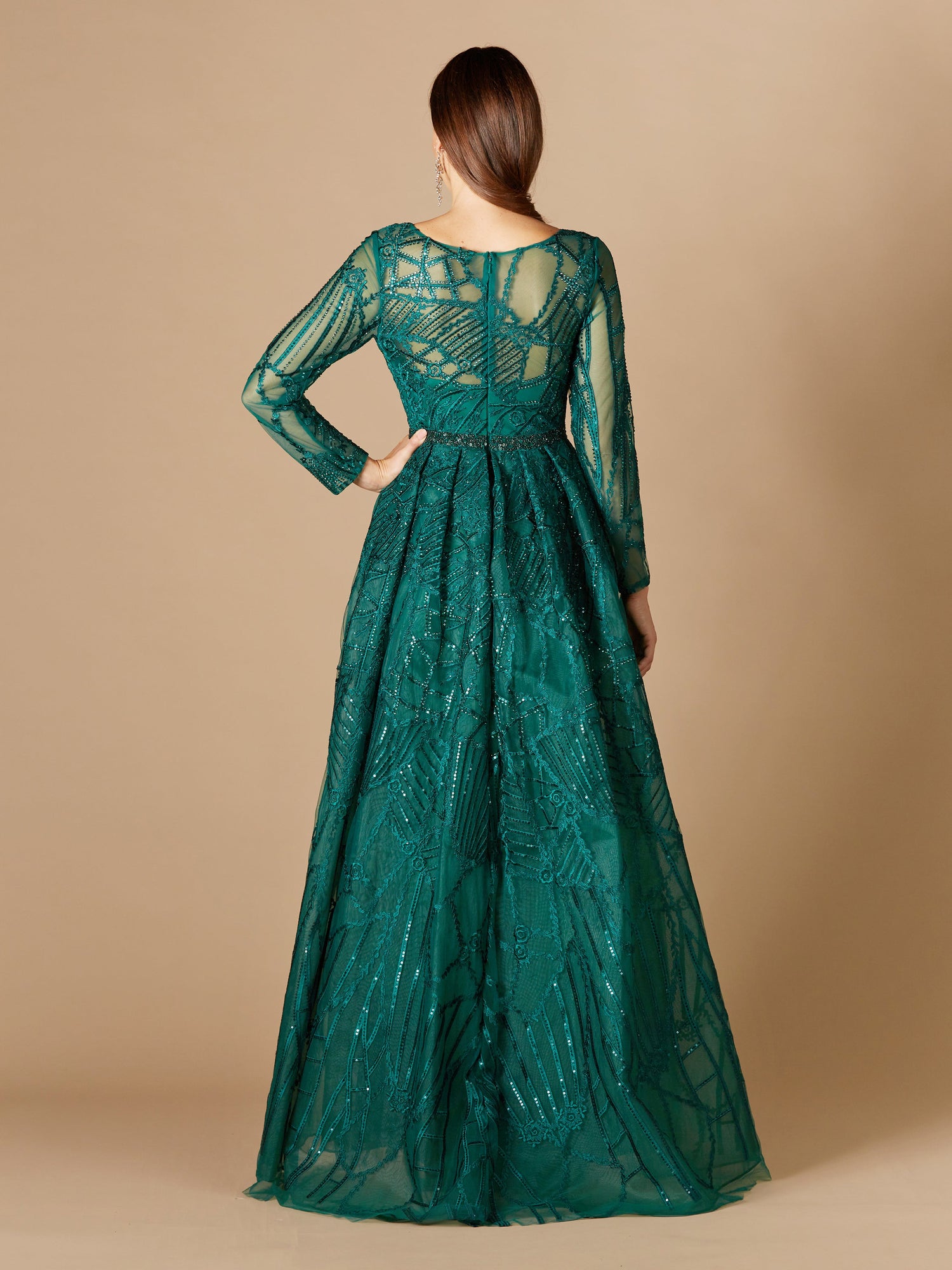 Lara 29633 - Gorgeous Overskirt Dress with Long Sleeves by Lara New York