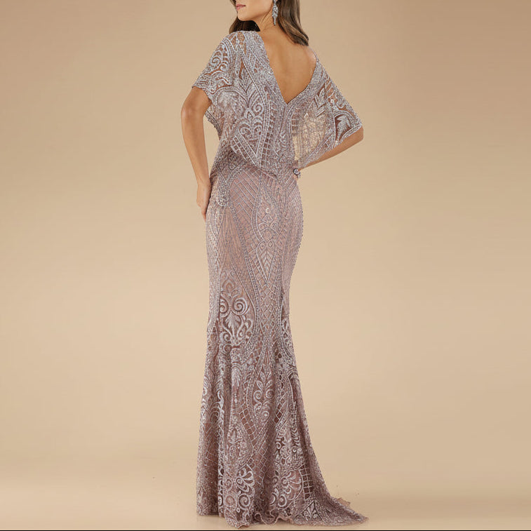 Lara 29673 - Cape Sleeve Mermaid Gown by Lara New York