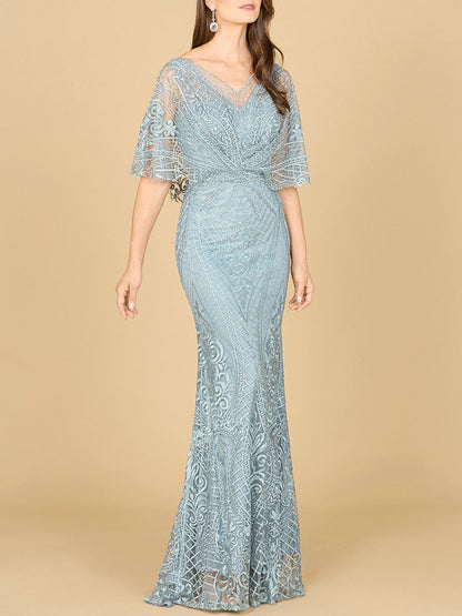 Lara 29673 - Cape Sleeve Mermaid Gown by Lara New York