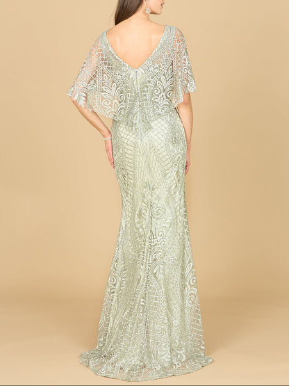Lara 29673 - Cape Sleeve Mermaid Gown by Lara New York