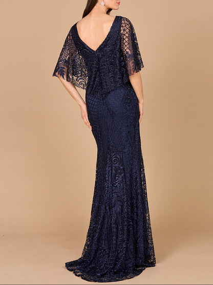 Lara 29673 - Cape Sleeve Mermaid Gown by Lara New York