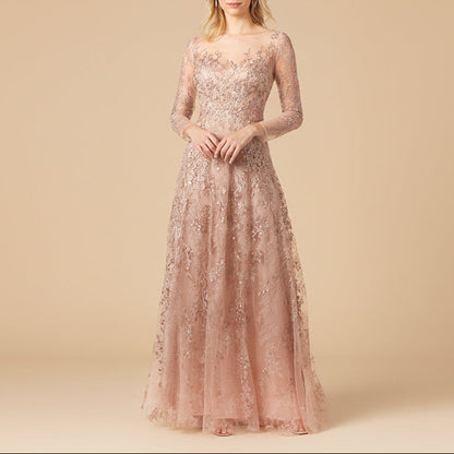 Lara 29677 - Illusion Neckline A-line Long Sleeves Gown by Lara New York
