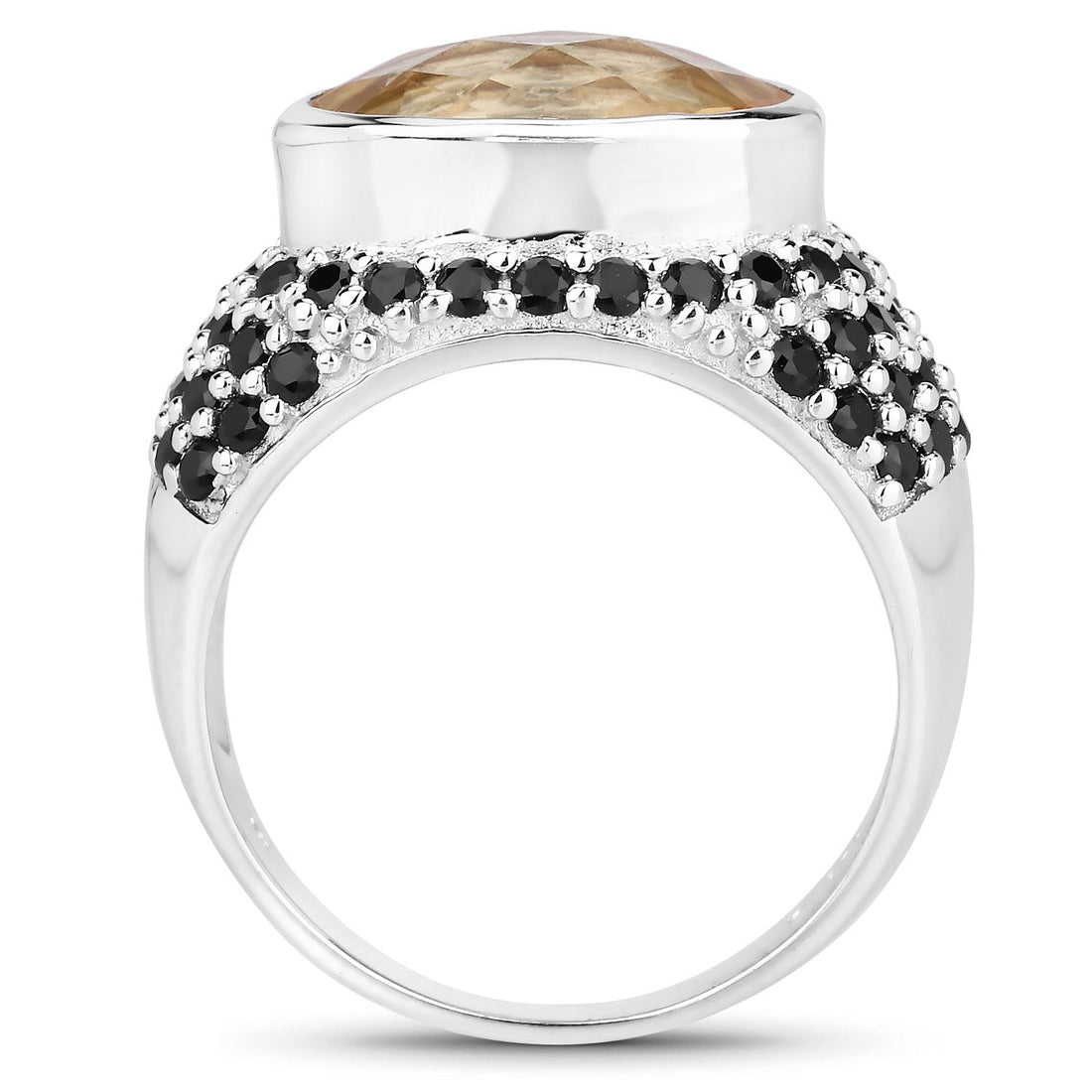 6.76 Carat Genuine Citrine and Black Spinel .925 Sterling Silver Ring by Bids.com