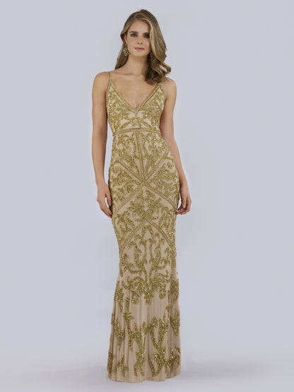 Lara 29744 - Spaghetti Strap Beaded Dress by Lara New York