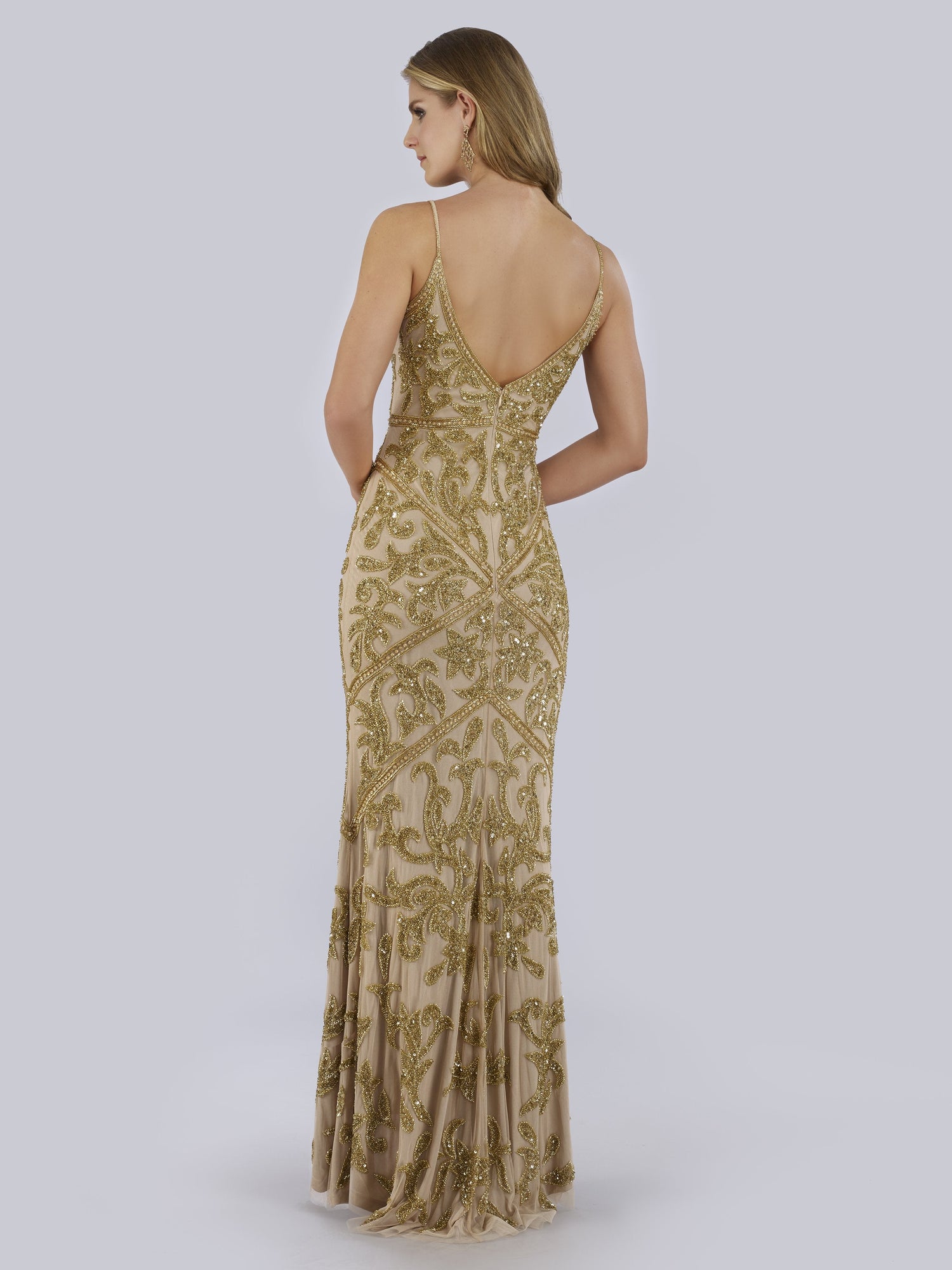 Lara 29744 - Spaghetti Strap Beaded Dress by Lara New York