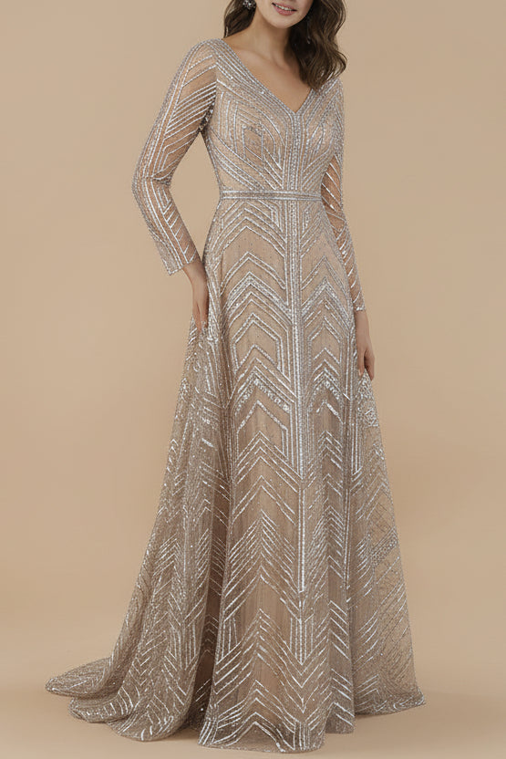 Lara 29753 - Long Sleeves Beaded Ballgown by Lara New York
