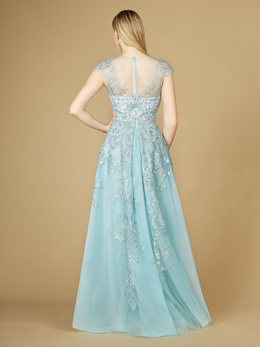Lara 29798 - Floral Appliques high neck ball gown by Lara New York
