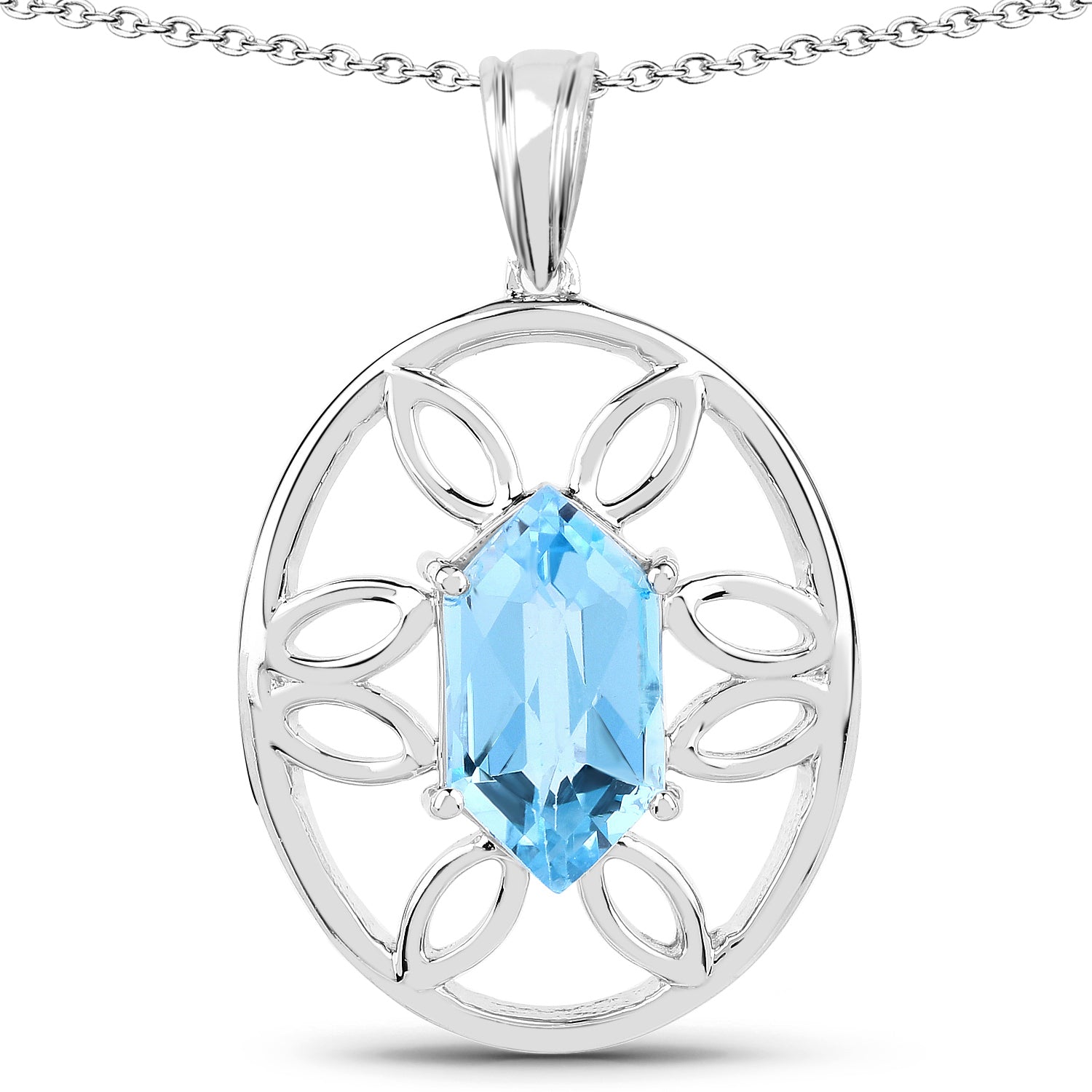 6.17 Carat Genuine Swiss Blue Topaz .925 Sterling Silver Pendant by Bids.com