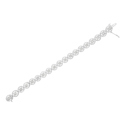 .925 Sterling Silver 1.0 Cttw Diamond Nested Circle Miracle Set Open Wheel 7" Fashion Link Bracelet (I-J Color, I3 Clarity) by Bids.com