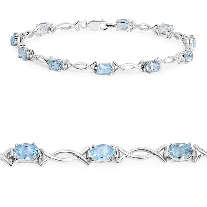 5.10 Carat Genuine Blue Topaz .925 Sterling Silver Bracelet  DestGlow