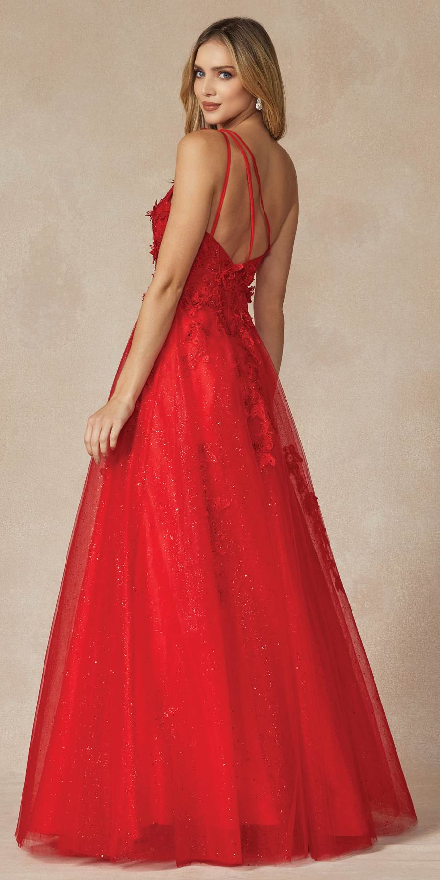 Juliet 298 Long One Shoulder With 3D Flower Embellishments Gown by DiscountDressShop