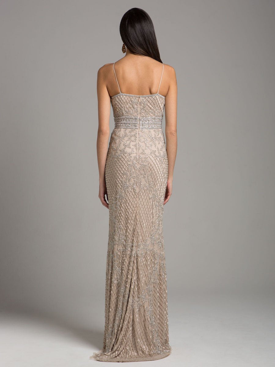 Body Con V-neck Beaded Dress | Lara 29904 by Lara New York