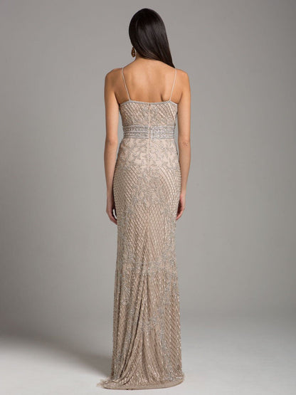 Body Con V-neck Beaded Dress | Lara 29904 by Lara New York