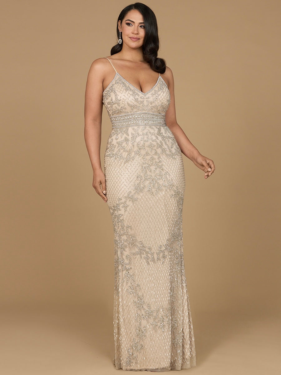 Body Con V-neck Beaded Dress | Lara 29904 by Lara New York
