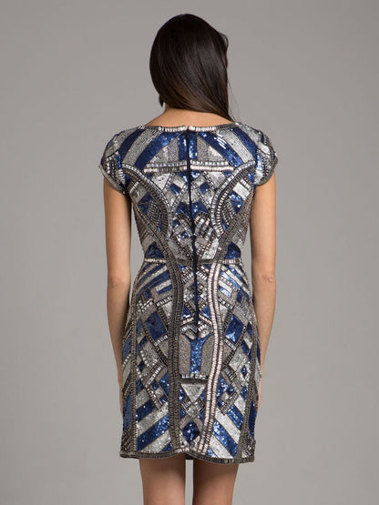 Lara 29909 - Beaded, V-neck Mini Dress by Lara New York