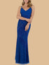 Plunging Neckline Spaghetti Strap Fitted Column Dress - Lara 29911 by Lara New York