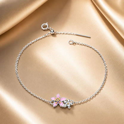 S925 Sterling Silver Adjustable Flower Bracelet for Women  DestGlow