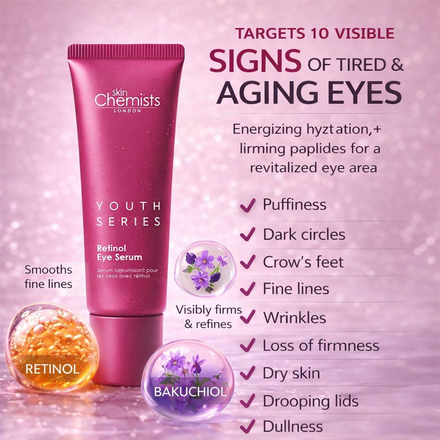 Retinol &amp; Bakuchiol Eye Serum 15ml  DestGlow