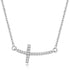 14k White Gold Curved Cross Diamond Studded Necklace (.11cttw) by Bids.com