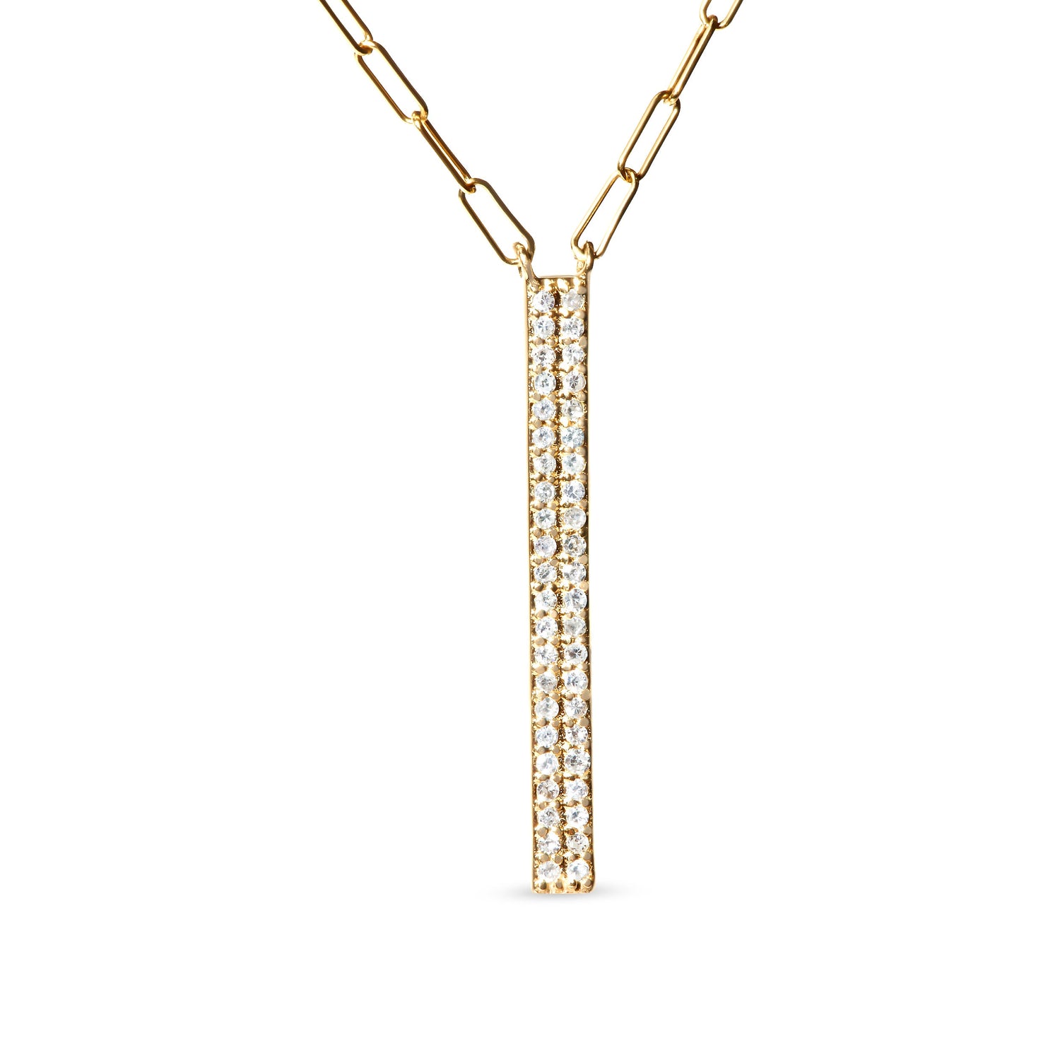 14K Yellow Gold 3/8 Cttw Two-Strand Marquise and Bar Charm Paper Clip Link Pendant Necklace (I-J Color, I1-I2 Clarity) -18" and 20" Inch Lengths by Bids.com