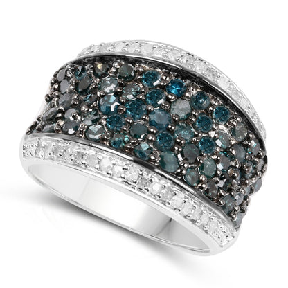 1.38 Carat Genuine Blue Diamond and White Diamond .925 Sterling Silver Ring by Bids.com