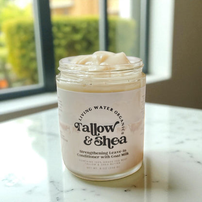 Tallow &amp; Shea Strengthening Leave-In Conditioner with Goat’s Milk by Living Water Organics