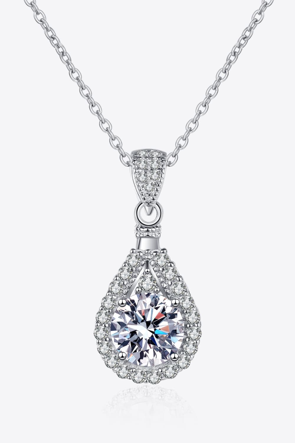 2 Carat Flawless Sparkala™ Teardrop Pendant Necklace in Fine Sterling Silver - DestGlow