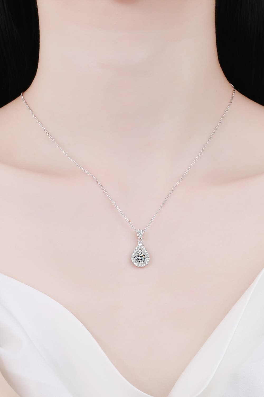 2 Carat Flawless Sparkala™ Teardrop Pendant Necklace in Fine Sterling Silver - DestGlow
