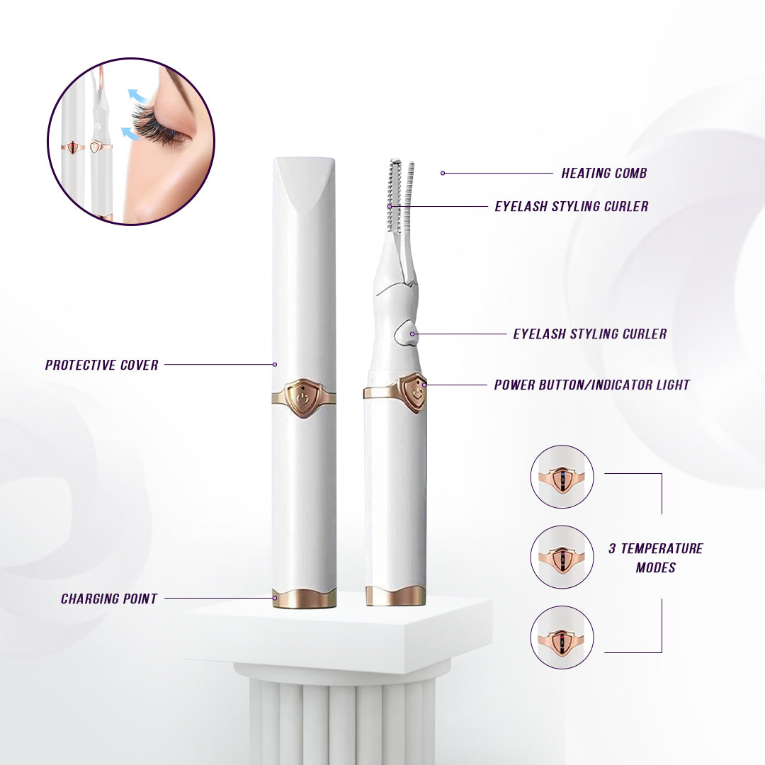 The Effortless Beauty Kit -Facial Hair Remover, Eyebrow Trimmer &amp; Heated Eyelash Curler Set