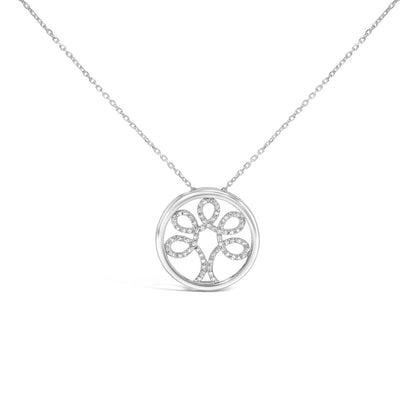 .925 Sterling Silver 1/10 Cttw Diamond Tree of Life Pendant Necklace (I-J Color, I3 Clarity) by Bids.com