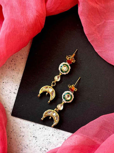 Joban Fashion Pachi Kundan Meenakari Earring