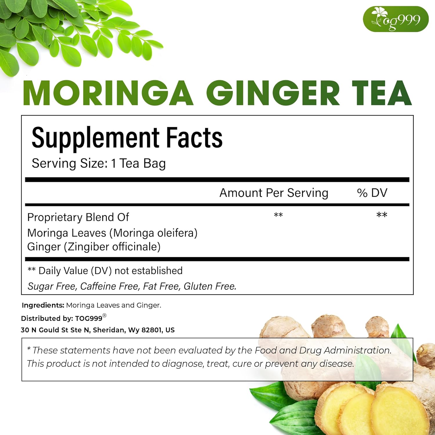 Premium Moringa Ginger Herbal Tea by FreshDrinkUS - Natural and Premium Herbal Tea