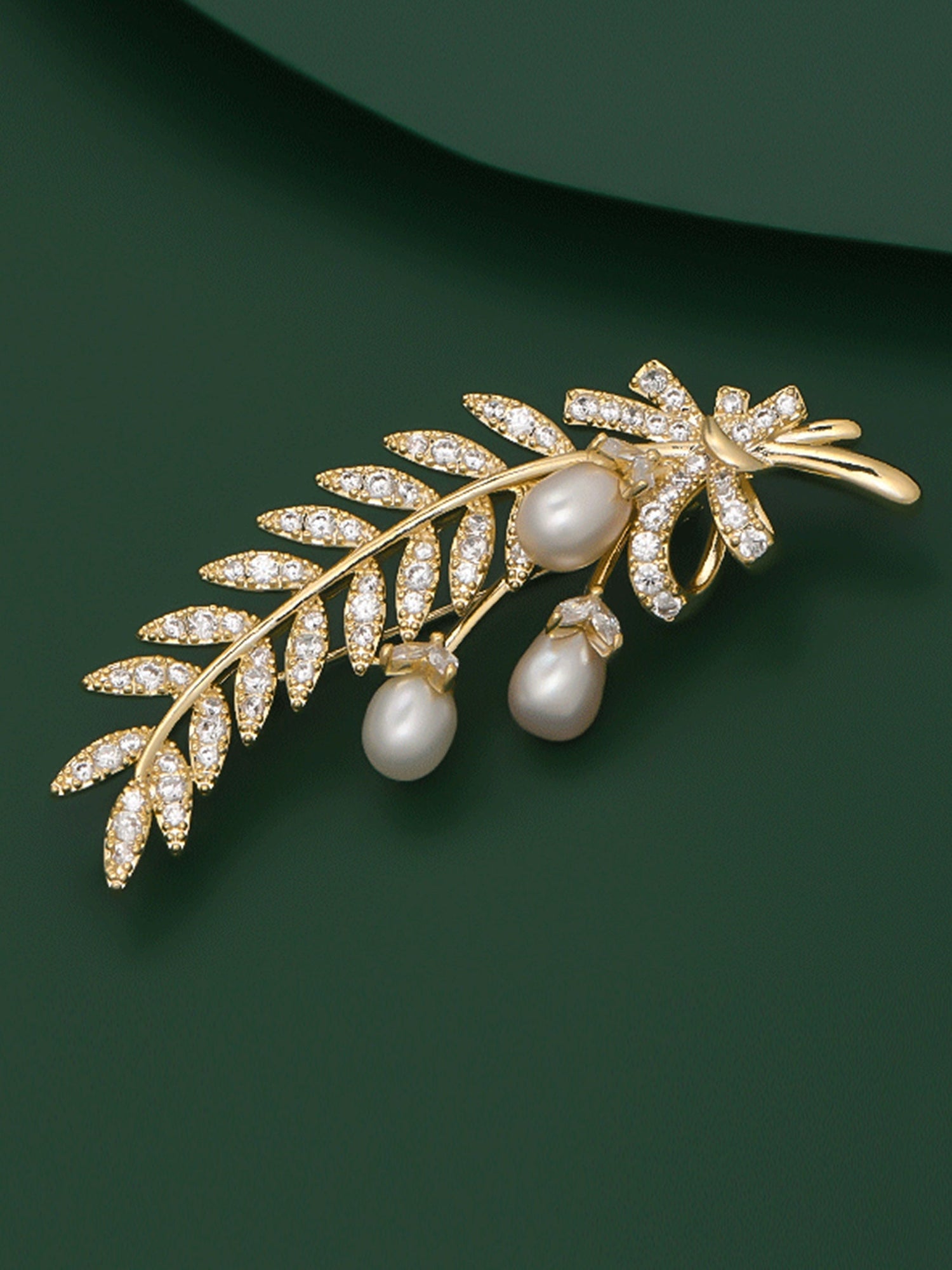 Freshwater Pearl &amp; Alloy Wheat Ear Brooch by LINTICO